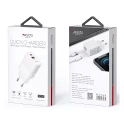 YESIDO FALI TÖLTŐ YC32 PD 20W QC3.0 USB-A+C FEHÉR