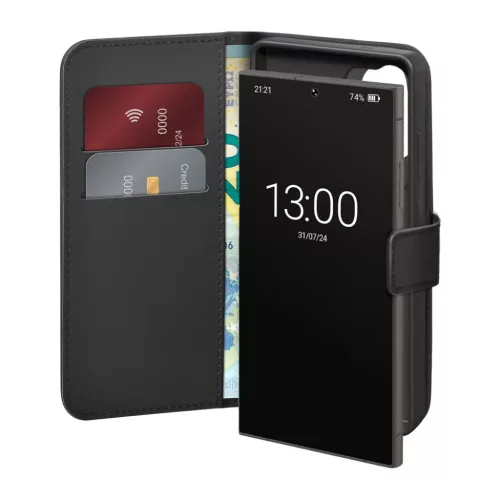 Puro Eco-Bőrtok Samsung Galaxy S26 Ultra-hoz pénztárcával - Fekete tok