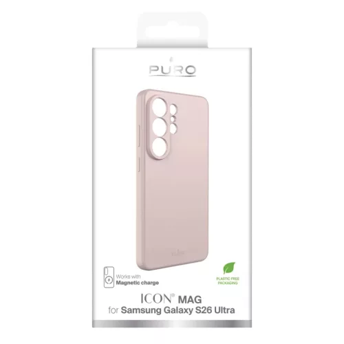 Puro ICON MAG védőtok Samsung Galaxy S26 Ultra számára, szilikon, MagSafe-kompatibilis - rózsaszín tok