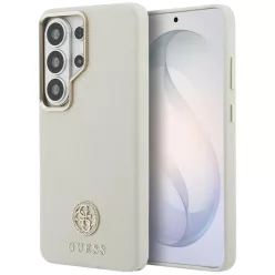   Samsung Galaxy S26 Ultra Guess 4G Strasszköves Kerek Logó MagSafe tok bézs