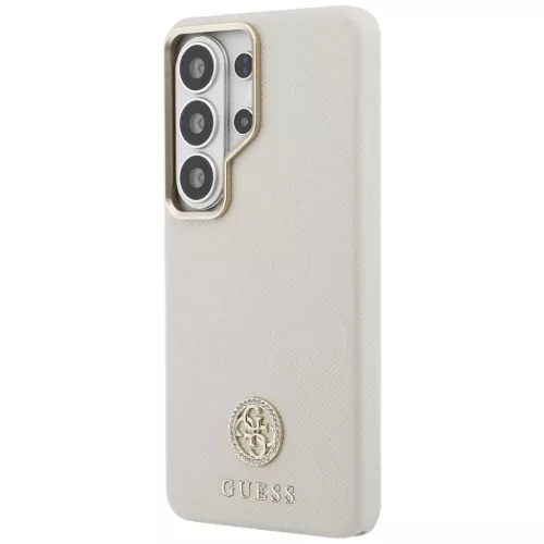 Samsung Galaxy S26 Ultra Guess 4G Strasszköves Kerek Logó MagSafe tok bézs