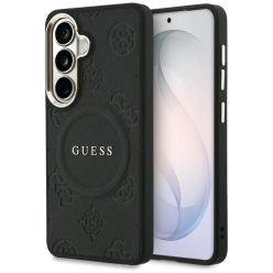   Samsung Galaxy S26 Guess Saffiano Peony dombornyomott gyűrű fekete tok