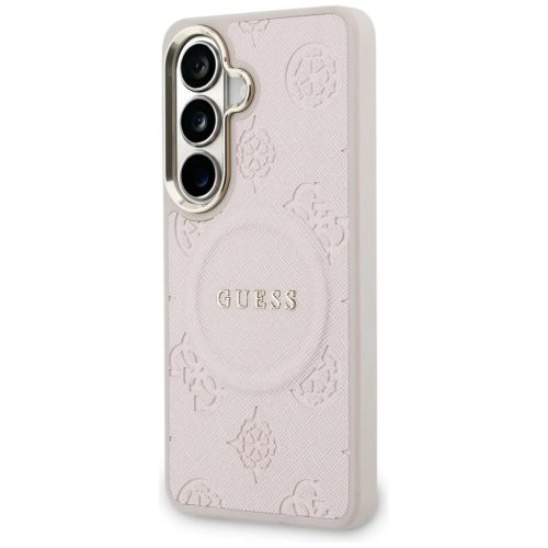 Samsung Galaxy S26 Guess Saffiano Peony Embossed Ring MagSafe tok rózsaszín