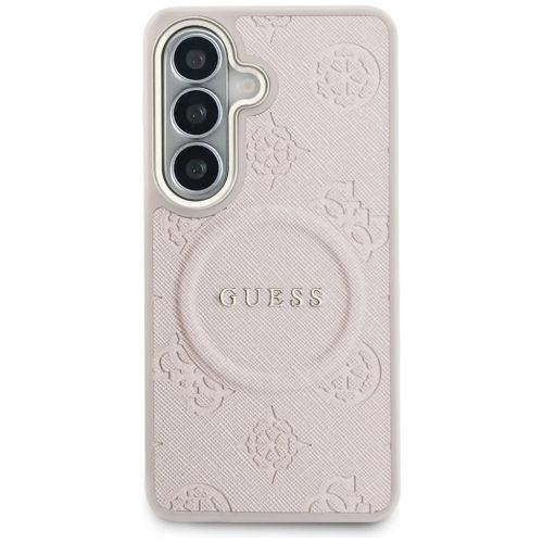 Samsung Galaxy S26 Guess Saffiano Peony Embossed Ring MagSafe tok rózsaszín