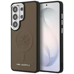  Samsung Galaxy S26 Ultra Karl Lagerfeld Dombornyomott Gyűrű Kezdeti MagSafe tok barna