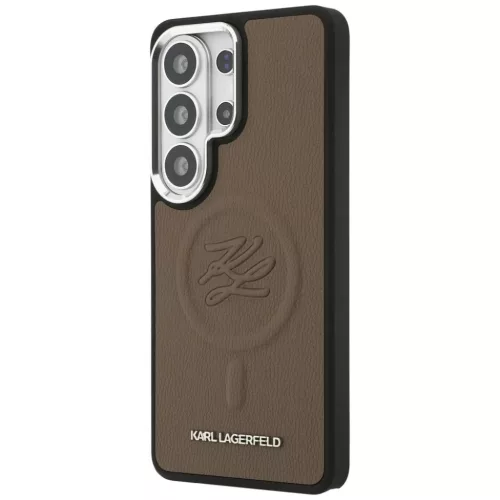 Samsung Galaxy S26 Ultra Karl Lagerfeld Dombornyomott Gyűrű Kezdeti MagSafe tok barna