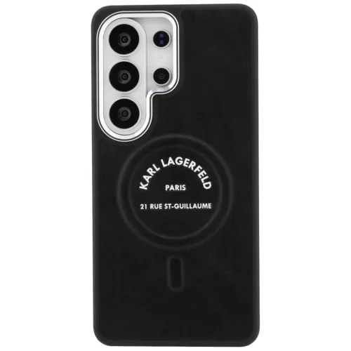 Samsung Galaxy S26 Ultra Karl Lagerfeld dombornyomott Ring RSG Logo MagSafe fekete tok