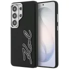 Samsung Galaxy S26 Ultra Karl Lagerfeld Grained Signature Metal Resin Logo fekete tok