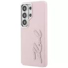 Samsung Galaxy S26 Ultra Karl Lagerfeld Grained Signature Metal gyanta logós tok rózsaszín