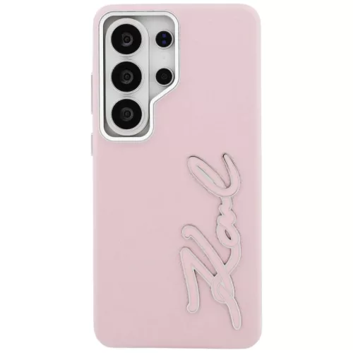 Samsung Galaxy S26 Ultra Karl Lagerfeld Grained Signature Metal gyanta logós tok rózsaszín