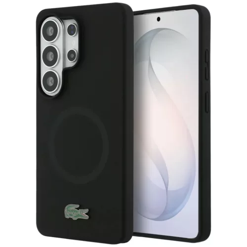 Samsung Galaxy S26 Ultra Lacoste Silicone Metal Croc Logo MagSafe tok fekete