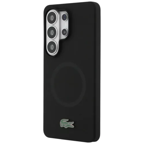Samsung Galaxy S26 Ultra Lacoste Silicone Metal Croc Logo MagSafe tok fekete