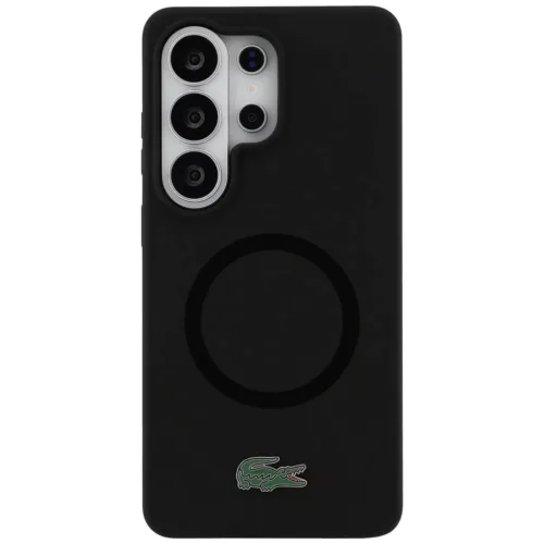 Samsung Galaxy S26 Ultra Lacoste Silicone Metal Croc Logo MagSafe tok fekete