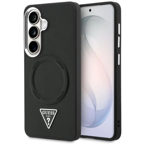 Samsung Galaxy S26 Guess Dombornyomott Gyűrű Háromszög Logó MagSafe tok fekete