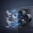 iPhone 17 Pro/17 Pro Max (3 darab lencse) kék Rock edzett üveg Pure sorozat kamera lencsevédő üvegfólia