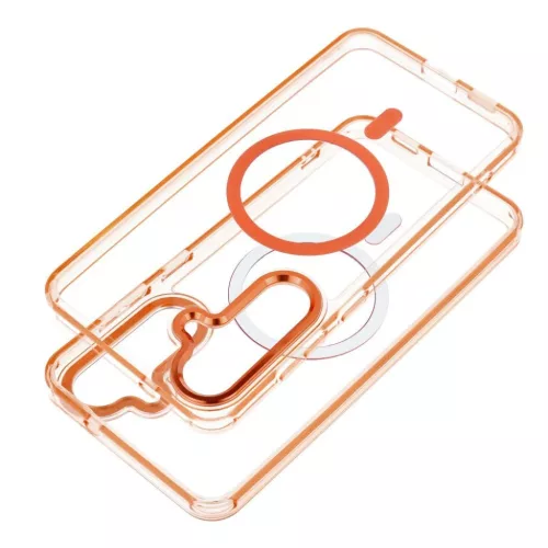 Samsung Galaxy A57 tok FRAME CLEAR HYBRID MAG COVER kompatibilis MagSafe-el narancs