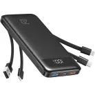 Charmast W1148 Powerbank 5V 3A 10000 mAh beépített kábelekkel USB A / USB C / Lightning / Micro USB fekete