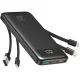 Charmast W1148 Powerbank 5V 3A 10000 mAh beépített kábelekkel USB A / USB C / Lightning / Micro USB fekete