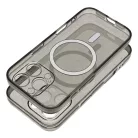 Samsung Galaxy S26 tok Átlátszó Mag Cover kompatibilis MagSafe (kameravédelem) fekete csillámos tok