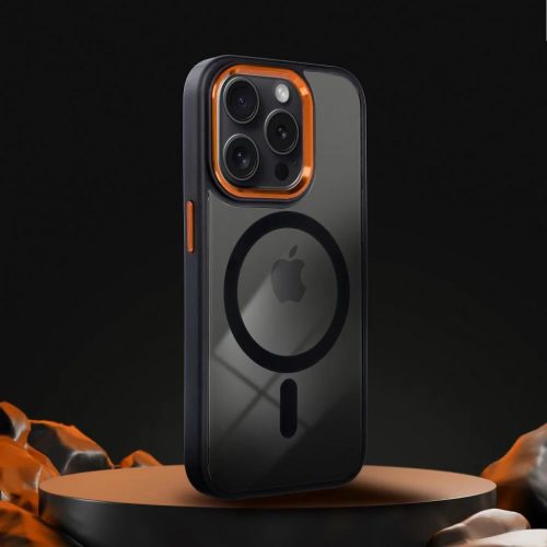 Samsung Galaxy S26 tok Színes Szegély Mag Cover kompatibilis MagSafe fekete-arany tok