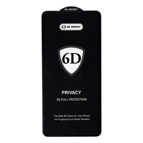 Tel Protect Teljes Ragasztású 6D Adatvédelmi Edzett Üveg Samsung Galaxy S26 Fekete (ujjlenyomat feloldással) üvegfólia