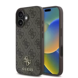   Guess PU 4G Small Metal Logo MagSafe tok iPhone 16 Plus-hoz barna