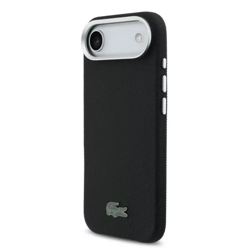 iPhone 17 Air fekete Lacoste Ikonikus Petit Pique Fém Logós MagSafe tok