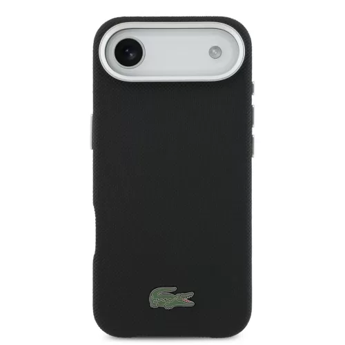 iPhone 17 Air fekete Lacoste Ikonikus Petit Pique Fém Logós MagSafe tok
