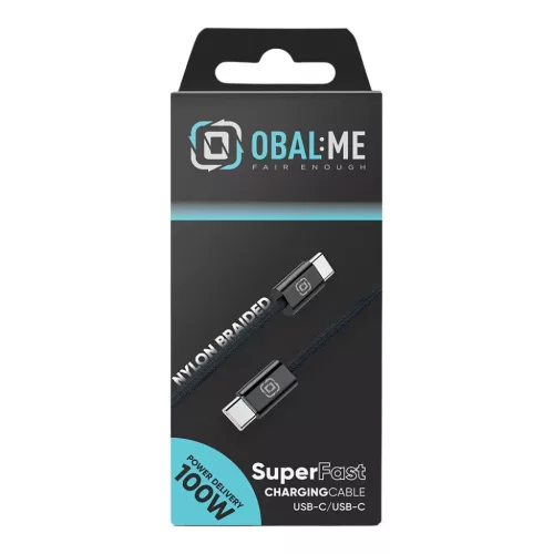 OBAL:ME Super Fast USB-C/USB-C Fonott Kábel 100W 1m Fekete