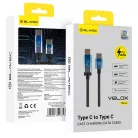 Blavec Velox fonott kábel - Type-C - Type-C - PD 240W 5A LED kijelző 1,2 méter Apple CarPlay/Android Auto (CVE-CC5B12) fekete-kék,