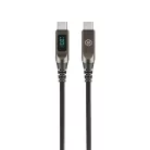 Blavec Kabel Lumix sodrott - Type-C - PD 100W 5A LED kijelző 1,2 méter Apple CarPlay/Android Auto (CLU-CC5BG12) fekete-szürke