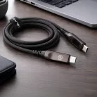 Blavec Lumix Fonott Fliptok - Type-C a Type-C - PD 240W 5A LED kijelző 1,2 méter Apple CarPlay/Android Auto (CLU-CC5BG12) fekete-szürke,