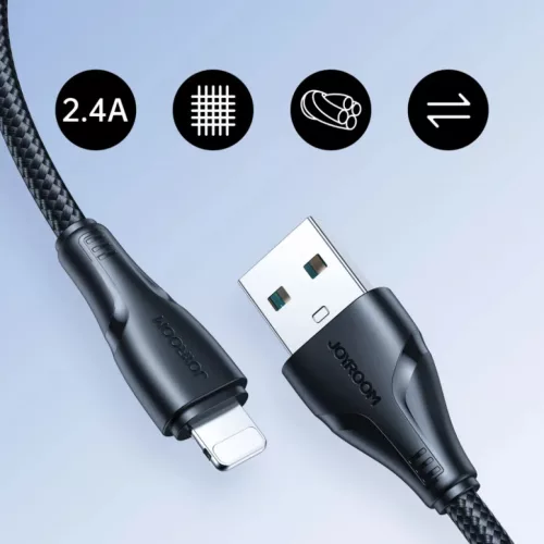 Joyroom S-A11 Lightning USB kábel, 18W, 2.4A, 1.2m, Fekete
