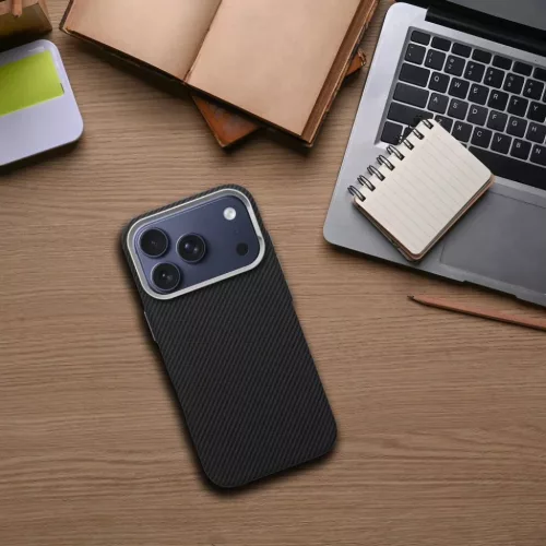 iPhone 16e / iPhone 17e tok Kevlar kompatibilis MagSafe-fel fekete tok