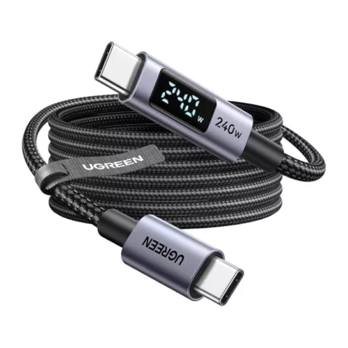 USB-C - USB-C Kábel UGREEN 65866 Kijelző, 240W, 1m, Szürke