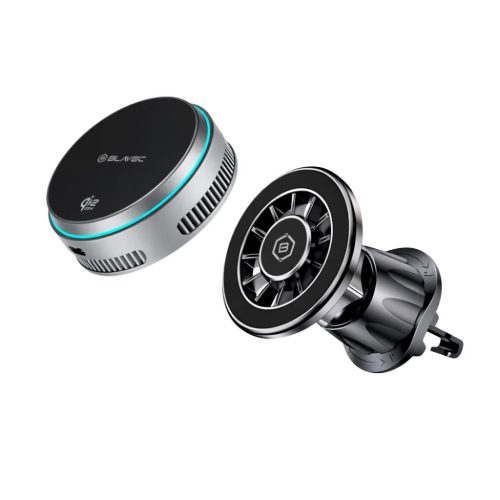 Blavec Car holder BHC-05 Qi2.2 25W mágnesesen levehető indukciós töltéssel és aktív hűtéssel a légbeömlőre (BHC05-MWIB) fekete
