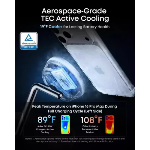 Anker Prime MagGo AirCool 3in1 vezeték nélküli töltő, 25W, fekete B25X7G11