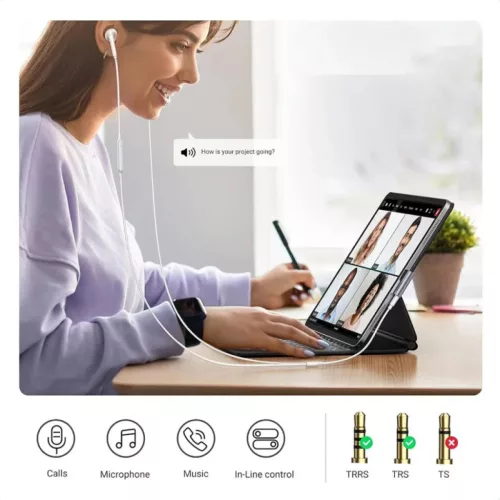 UGREEN CM460 (20194) Hajlított USB-C - 3.5mm Audio Adapter, Szürke