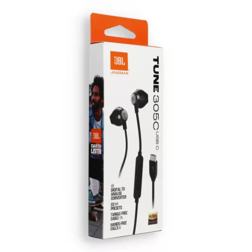 USB C JBL 305C vezetékes fülhallgató fekete
