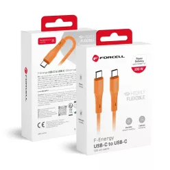   Forcell F-Energy QC4.0 PD 5A 100W 1 m szilikon kábel sötétkék-narancssárga