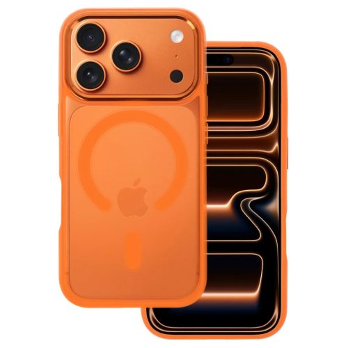 Fémhatású mágneses tok iPhone 17 Pro Max készülékhez kozmikus narancssárga tok