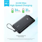 Powerbank Anker Zolo, 10000mAh, 22.5W, QC + PD, Fekete A110DH11
