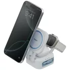 Töltőállomás Bazic GoMag Station Mini 3-in-1 MagSafe összecsukható beépített USB-C kábellel - fehér
