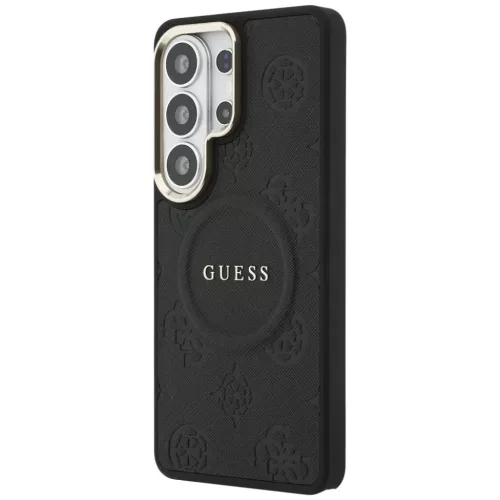 Samsung Galaxy S26 Ultra Guess Saffiano Peony Embossed Ring MagSafe tok fekete