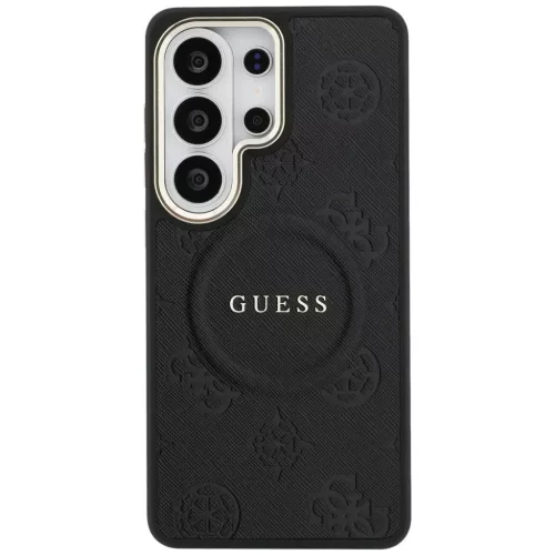 Samsung Galaxy S26 Ultra Guess Saffiano Peony Embossed Ring MagSafe tok fekete