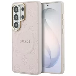   Samsung Galaxy S26 Ultra Guess Saffiano Peony Dombornyomott Gyűrű MagSafe tok pink