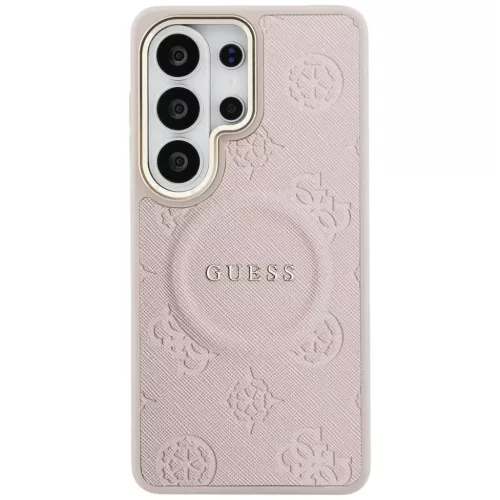 Samsung Galaxy S26 Ultra Guess Saffiano Peony Dombornyomott Gyűrű MagSafe tok pink