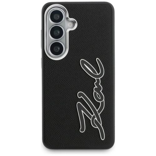 Samsung Galaxy S26 Karl Lagerfeld Grained Signature Metal Resin Logo fekete tok