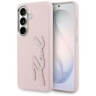 Samsung Galaxy S26 Karl Lagerfeld Grained Signature Fém Gyanta Logó rózsaszín tok