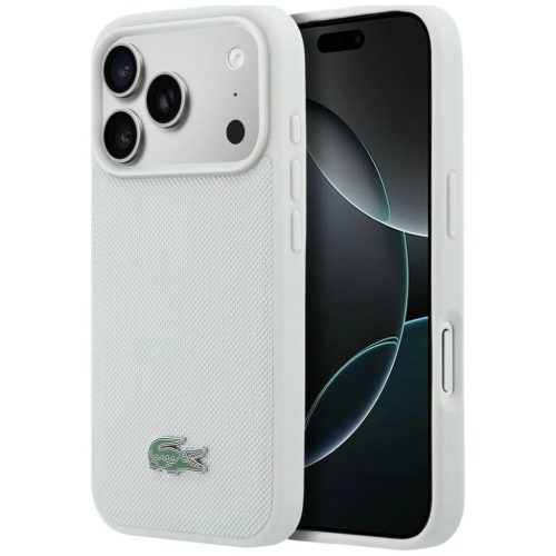 iPhone 17 Pro Max Lacoste Petit Pique Lacquer Logo MagSafe tok világosszürke